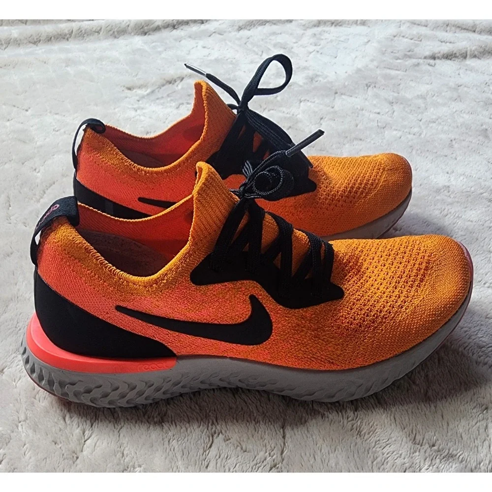 Nike Womens Epic React Flyknit Running Shoes Orange AQ0070-800 Sneaker 6.5